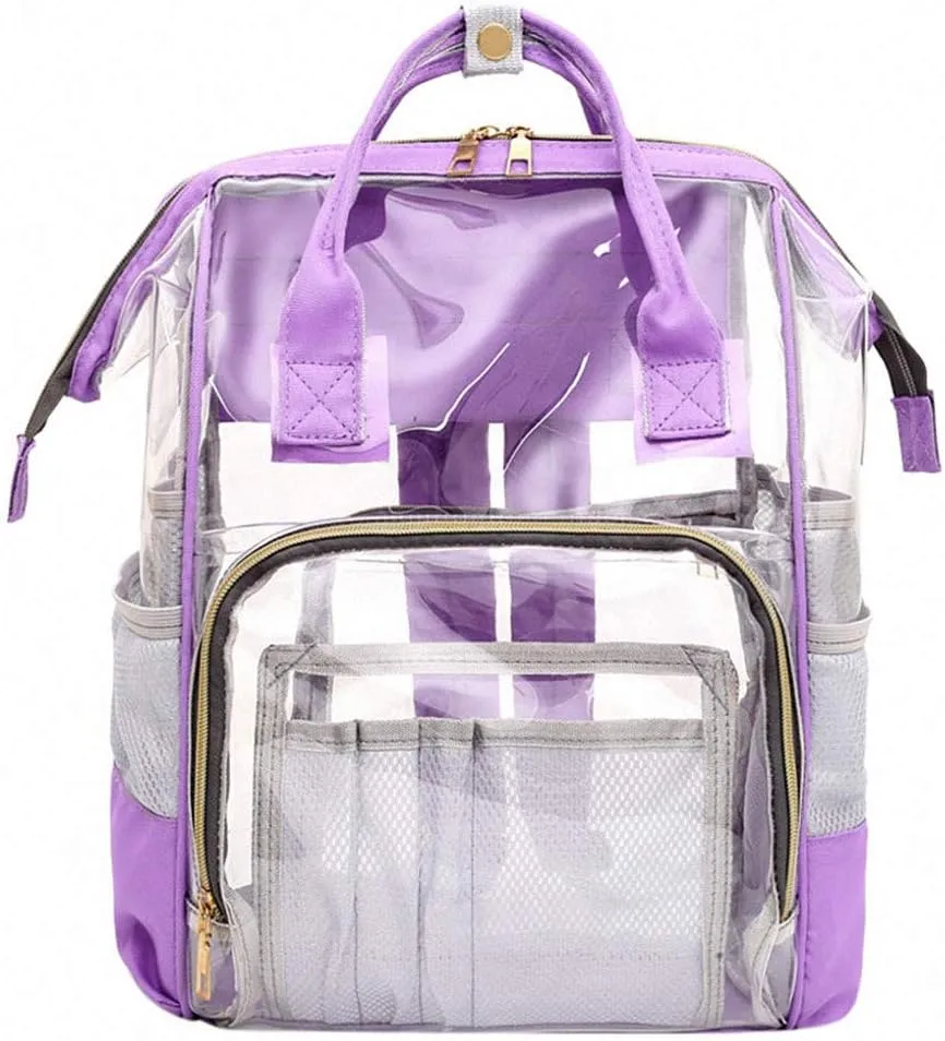 Designer Hollow Out Bag Bottle Bag Transparent Baby Bag Travel Backpack Purple
