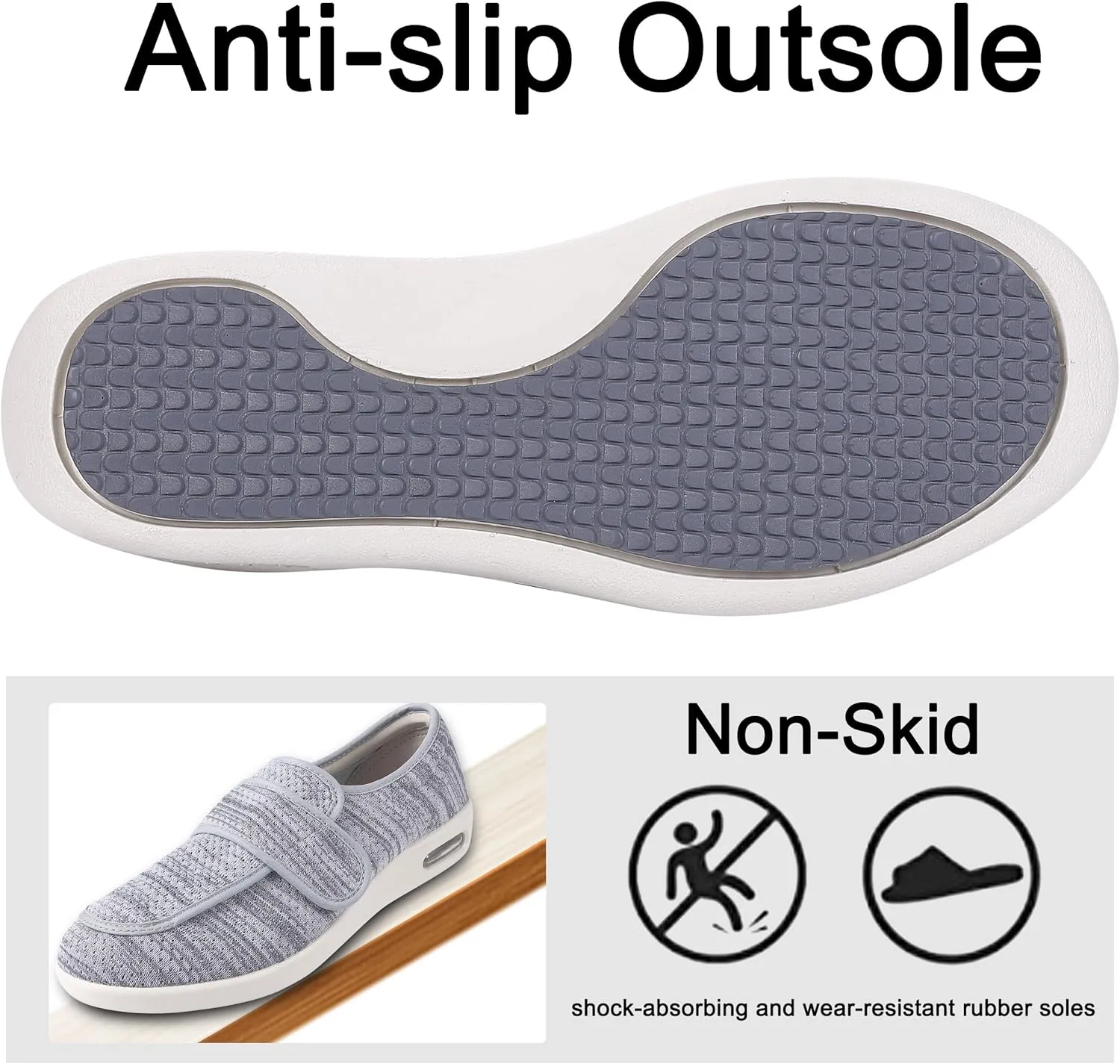 Diabetic Shoes for Women, Women's Wide Width Elderly Shoes, Adjustable Closure Lightweight Breathable, Swollen Feet Walking Edema Sneakers