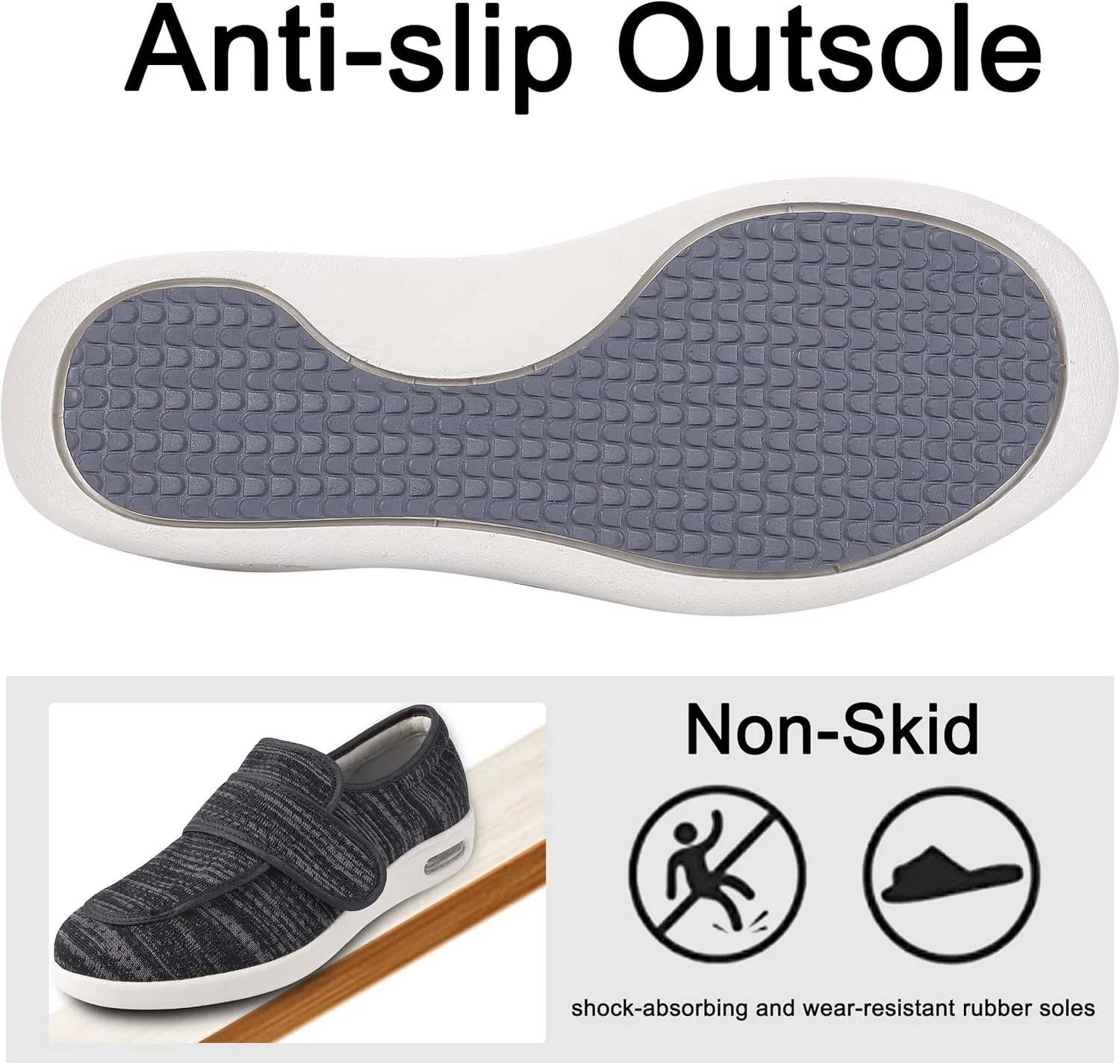 Diabetic Shoes for Women, Women's Wide Width Elderly Shoes, Adjustable Closure Lightweight Breathable, Swollen Feet Walking Edema Sneakers