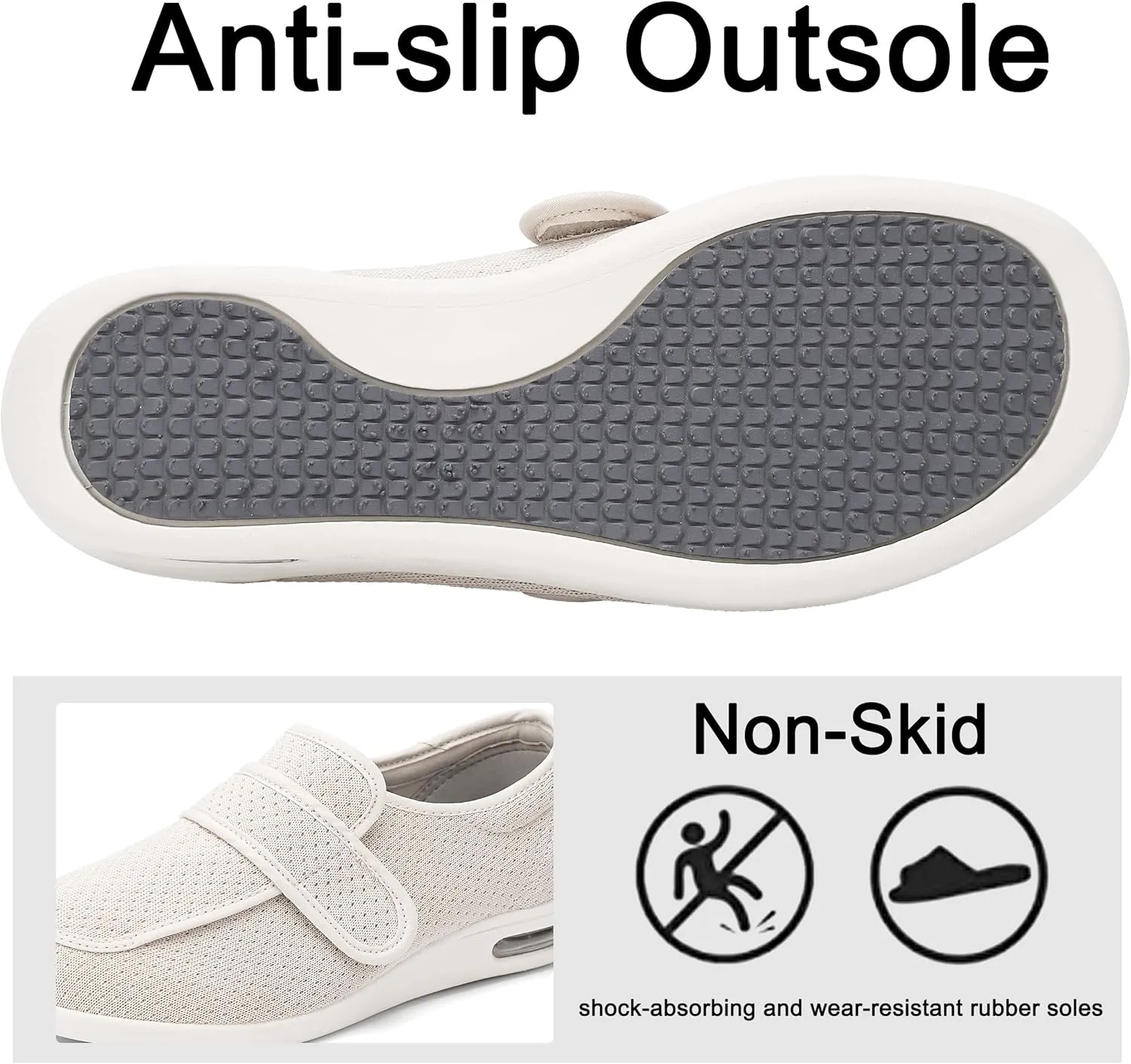 Diabetic Shoes for Women, Women's Wide Width Elderly Shoes, Adjustable Closure Lightweight Breathable, Swollen Feet Walking Edema Sneakers