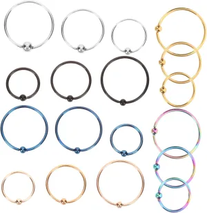 Didiseaon Fashionable Nose Studs Set 18pcs Small Nose Rings Body Piercing Jewelry Stainless Steel Skin-friendly
