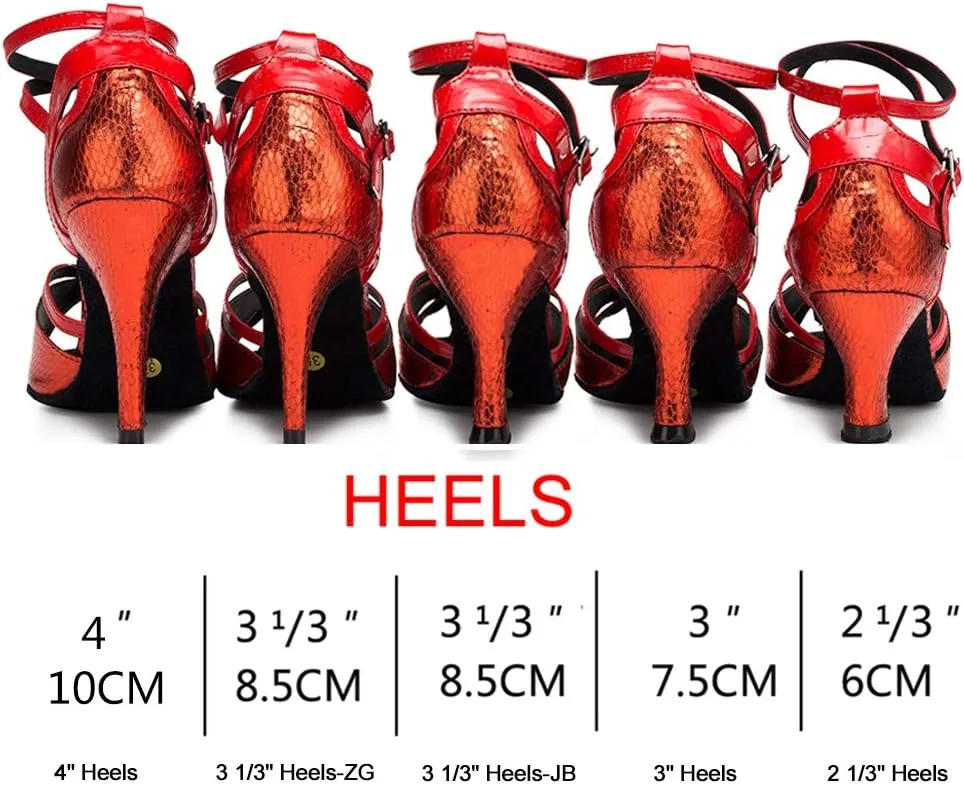 DKZSYIM Women's Latin Dance Shoes Ballroom Performance Salsa Rhinestone Dance Shoes,Model YCL404