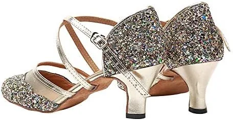 DKZSYIM Women's Professional Latin Dance Shoes Ballroom Wedding Performance Shoes,Model YCL248