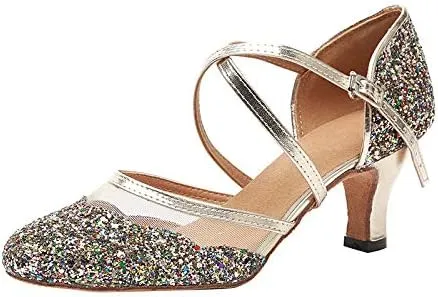 DKZSYIM Women's Professional Latin Dance Shoes Ballroom Wedding Performance Shoes,Model YCL248