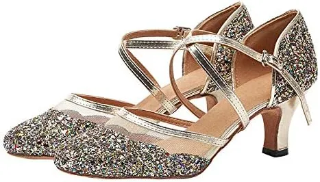 DKZSYIM Women's Professional Latin Dance Shoes Ballroom Wedding Performance Shoes,Model YCL248