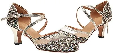 DKZSYIM Women's Professional Latin Dance Shoes Ballroom Wedding Performance Shoes,Model YCL248
