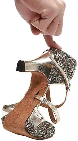 DKZSYIM Women's Professional Latin Dance Shoes Ballroom Wedding Performance Shoes,Model YCL248