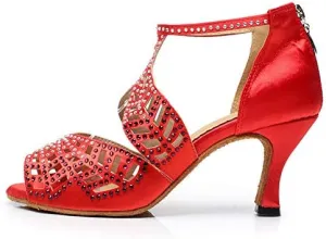 DKZSYIM Women's Rhinestone Latin Dance Shoes Ballroom Performance Shoes, Model YCL345