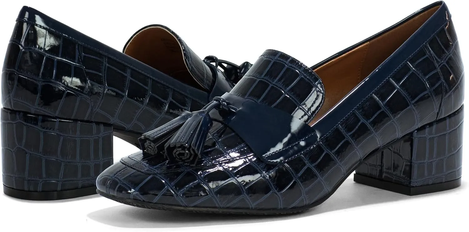Donald Pliner Women's Kressida Dress Loafers, 2" Block Heels for Women, Slip-On Heels for Women