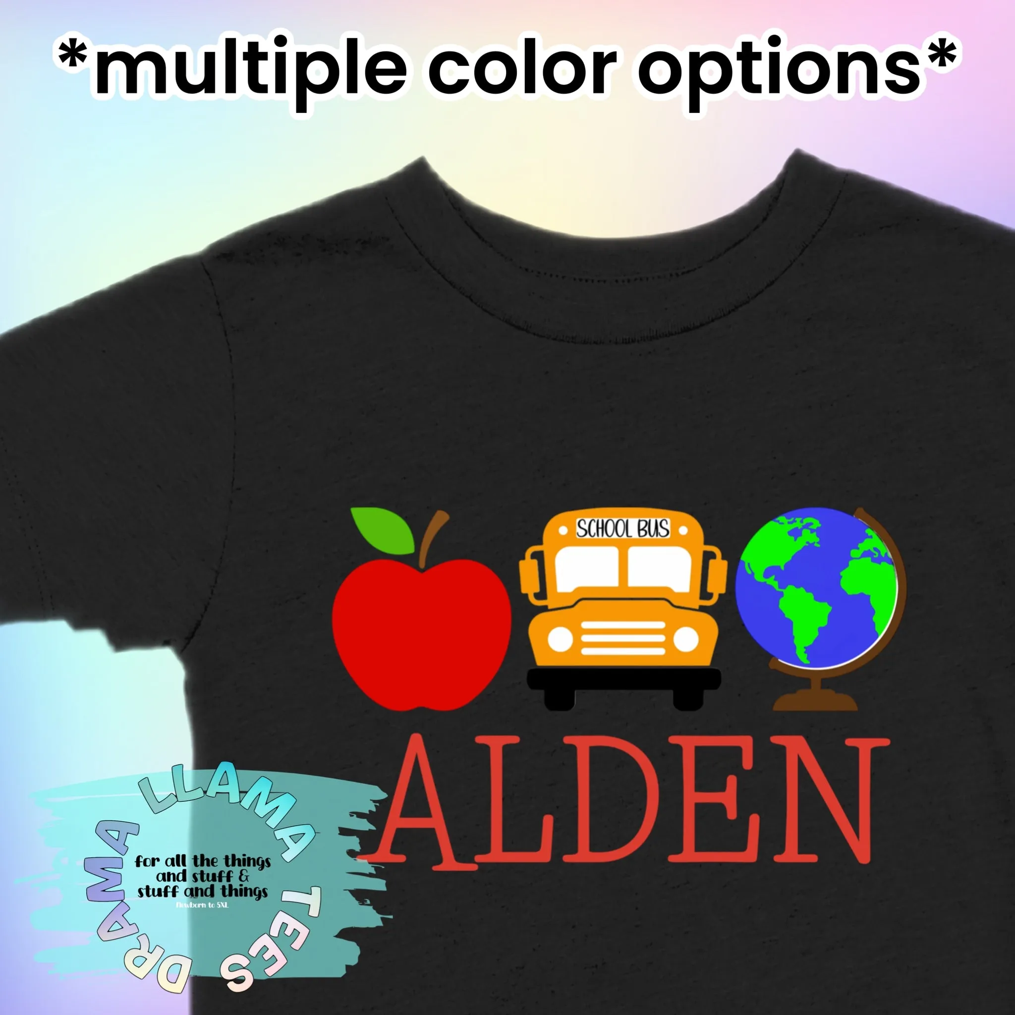 Drama Llama Original Back to School Triple Element Name Tees *multiple color options*