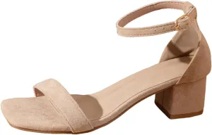 Dressy Heels Scandals For Women High Heels Square Open Toe Cover Heel Suede Sandals with Adjustable Ankle Strap Strappy Platform Heels for Women Prom Wedding Date Night Shoes