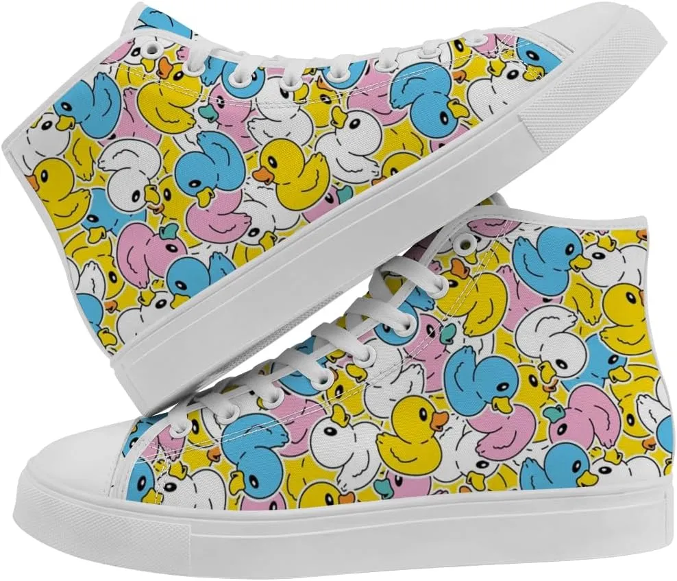 Duck High Top Canvas Shoes for Men Women High Top Sneakers Casual Shoes Gifts for Boys Girls
