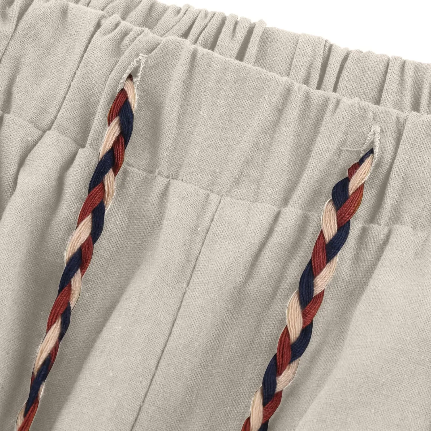 Dudubaby Men Casual Pants Mens Baggy Pants Drawstring Cotton Linen Wide Leg Yoga Pants Solid Color Baggy Pants