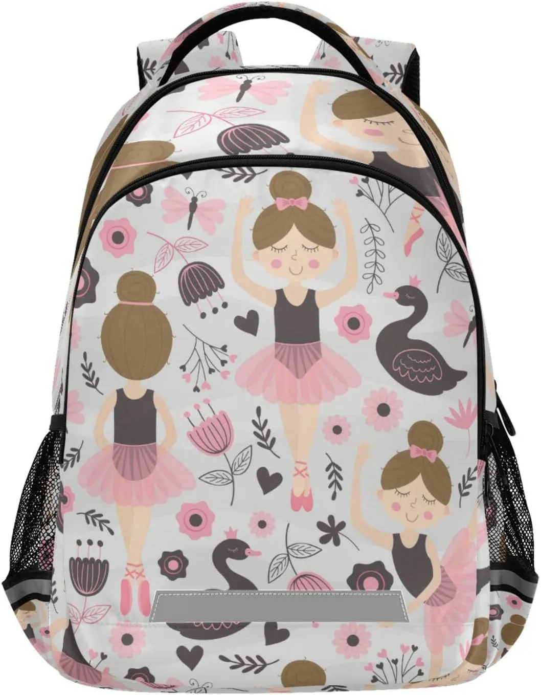 Dussdil Ballerina Swan Backpack Flowers Ballet Backpacks 16 inch Laptop Bag Casual Daypack Back Pack Double Zipper Travel Sports Bags with Adjustable Shoulder Strap Backpack