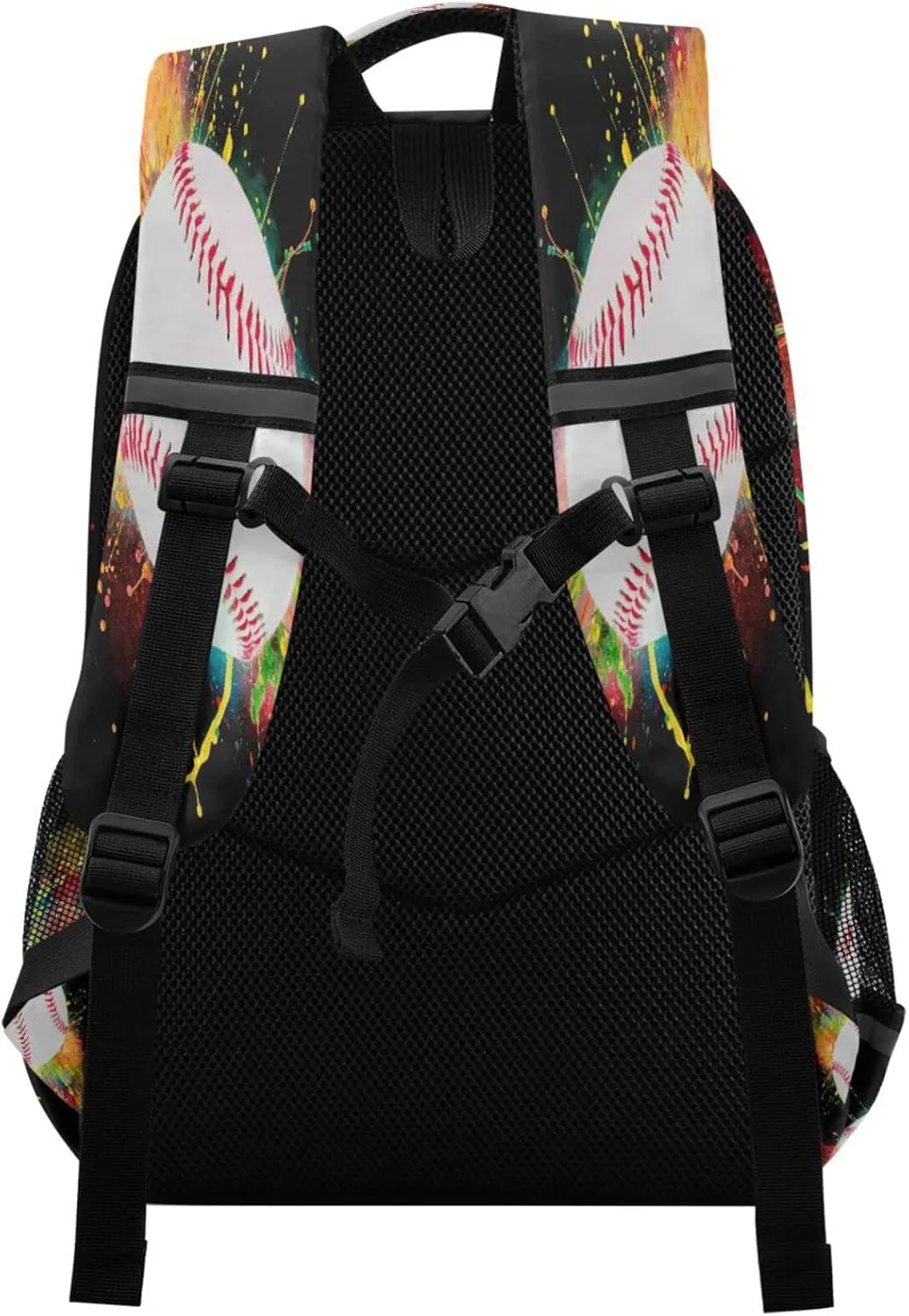 Dussdil Custom Name Backpack Colorful Splashing Baseball Personalized Backpacks 16 inch Casual Daypack Back Pack Laptop Bag Double Zipper Travel Sports Bags