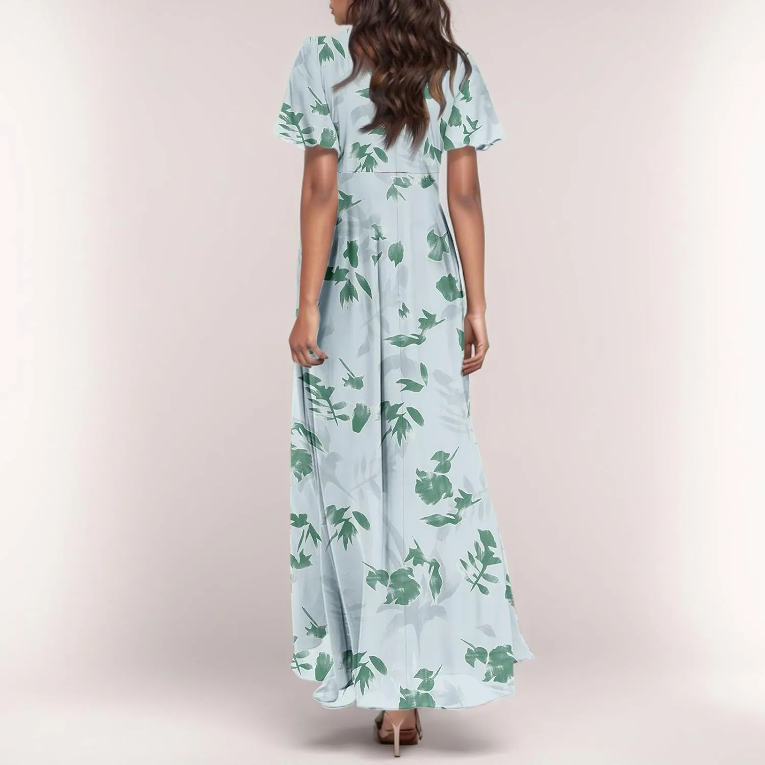 Easter Dresses for Women 2025 Swing Flowy Ruffle Hem Swing A-Line Womens Dresses Summer Spring Chiffon Dresses