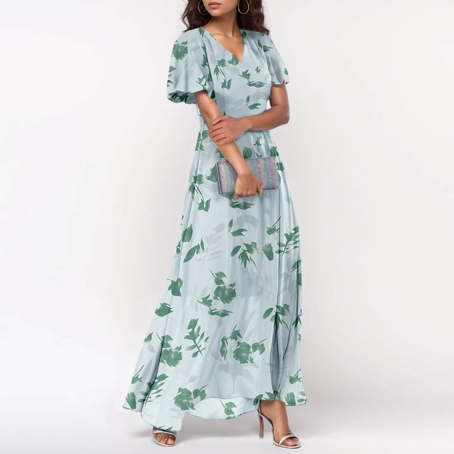 Easter Dresses for Women 2025 Swing Flowy Ruffle Hem Swing A-Line Womens Dresses Summer Spring Chiffon Dresses