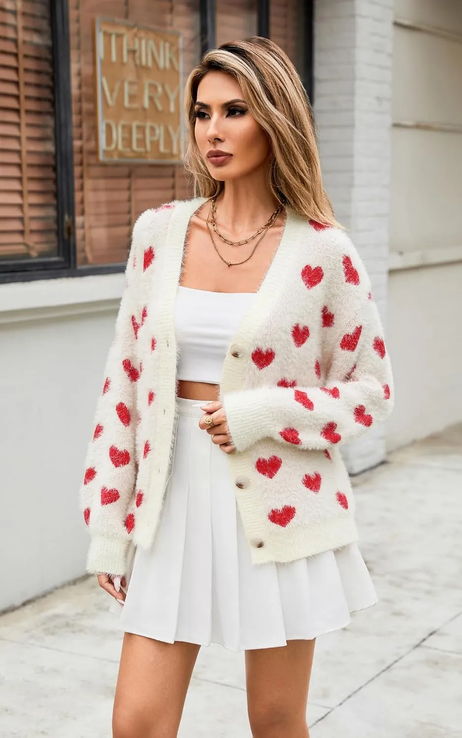ECOWISH Women Floral Cropped Cardigan: Fall Long Sleeve Open Front Fuzzy Daisy Print Knit Sweaters Casual Y2k Outerwear