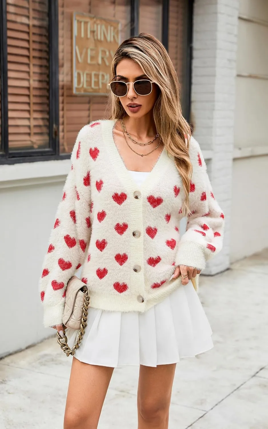 ECOWISH Women Floral Cropped Cardigan: Fall Long Sleeve Open Front Fuzzy Daisy Print Knit Sweaters Casual Y2k Outerwear