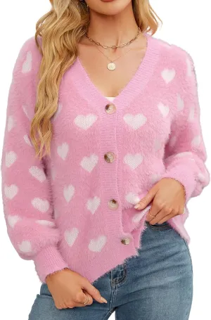ECOWISH Women Floral Cropped Cardigan: Fall Long Sleeve Open Front Fuzzy Daisy Print Knit Sweaters Casual Y2k Outerwear