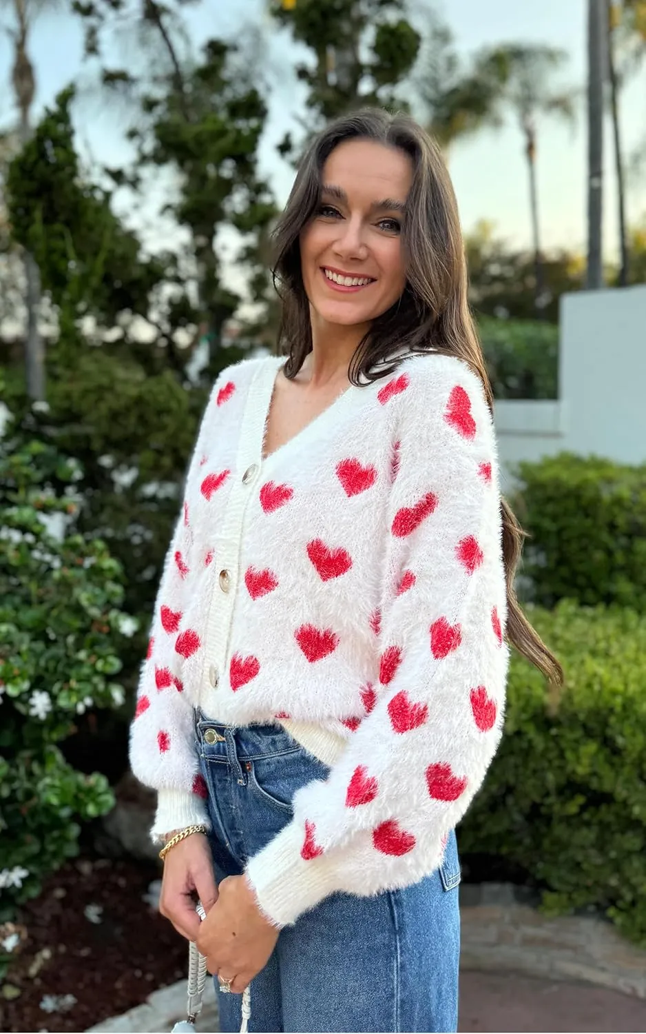 ECOWISH Women Floral Cropped Cardigan: Fall Long Sleeve Open Front Fuzzy Daisy Print Knit Sweaters Casual Y2k Outerwear