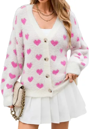 ECOWISH Women Floral Cropped Cardigan: Fall Long Sleeve Open Front Fuzzy Daisy Print Knit Sweaters Casual Y2k Outerwear