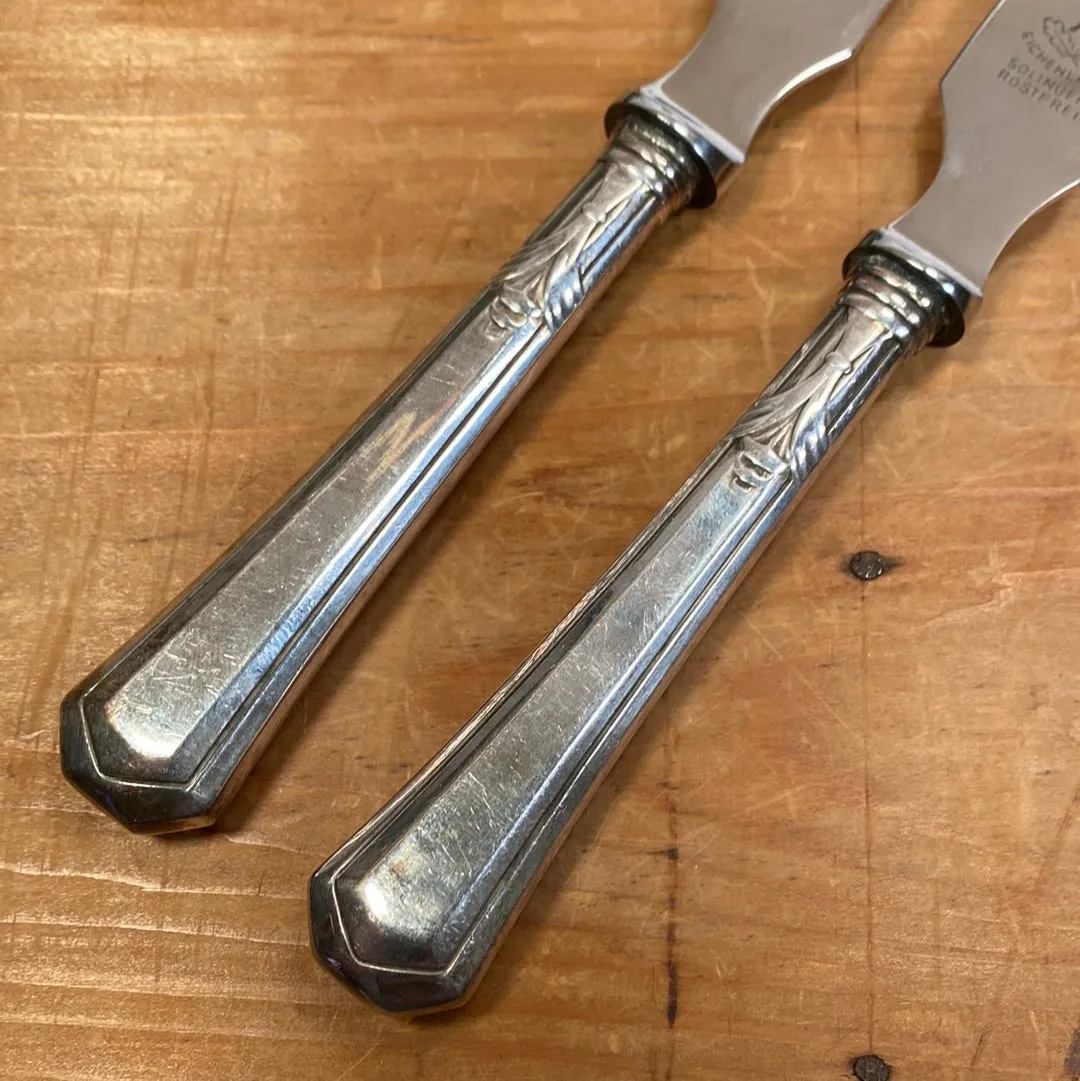 Eichenlaub Butter and Cheese Serving Knives Stainless & Silverplate ~1950's?