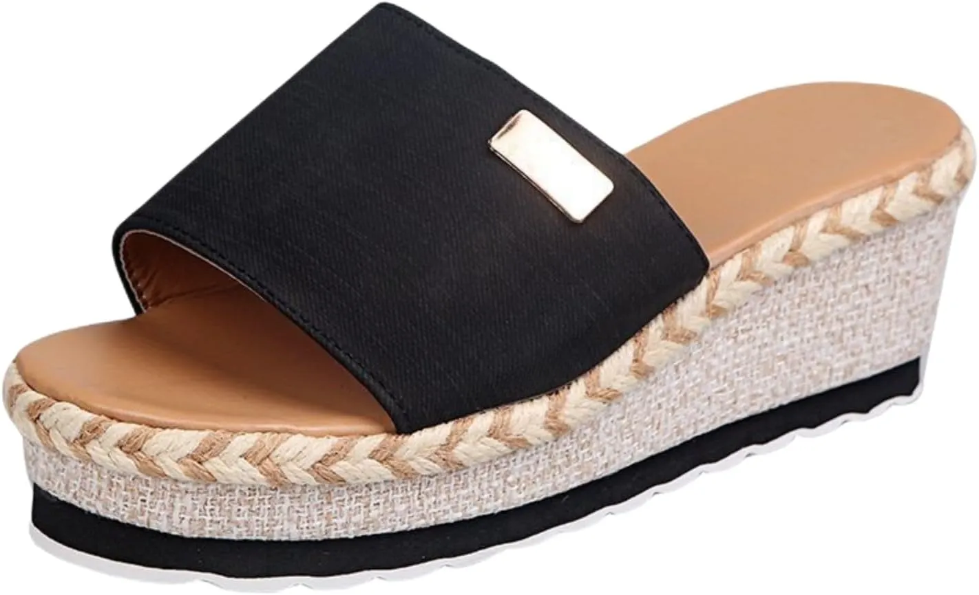 Espadrilles Wedges for Women Flat Sandals Open Toe Sandals Comfortable Summer Wedge Shoes Non-Slip Platform Espadrille Casual Comfortable Slippers Dressy Wide Width Slingback Lightweight Slipper