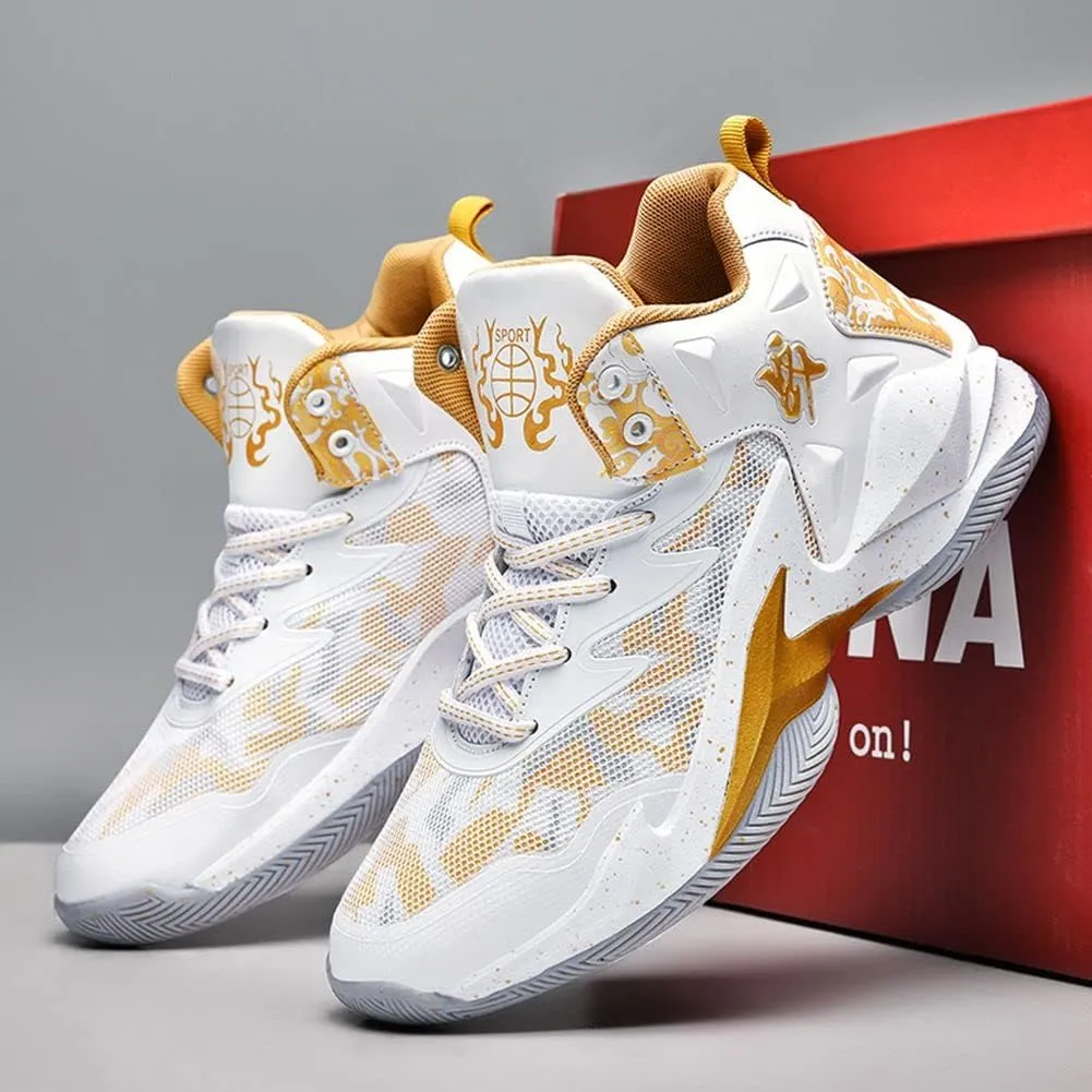 ESXGED Fashion Womens Basketball Shoes Mens Breathable Non Slip Running Sneakers Sports Walking Shoes Cushioning Workout Tennis Shoes