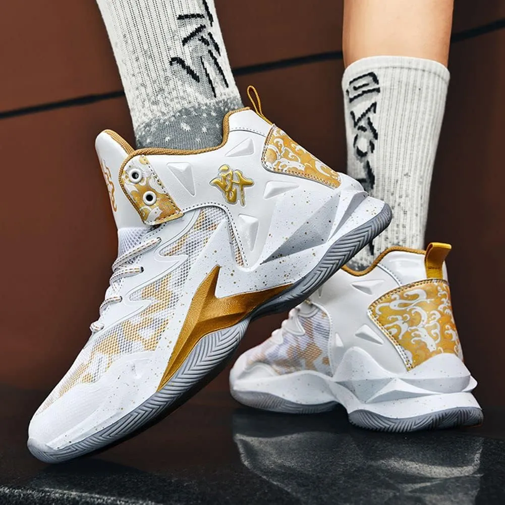 ESXGED Fashion Womens Basketball Shoes Mens Breathable Non Slip Running Sneakers Sports Walking Shoes Cushioning Workout Tennis Shoes