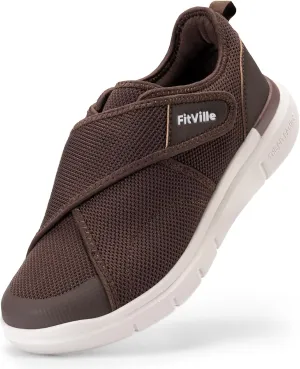FitVille Diabetic Shoes for Men Extra Wide Width Adjustable Closure Walking Shoes Swollen Feet Shoes for Neuropathy Pain Relief - EasyTop V5