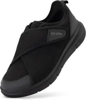 FitVille Diabetic Shoes for Men Extra Wide Width Adjustable Closure Walking Shoes Swollen Feet Shoes for Neuropathy Pain Relief - EasyTop V5