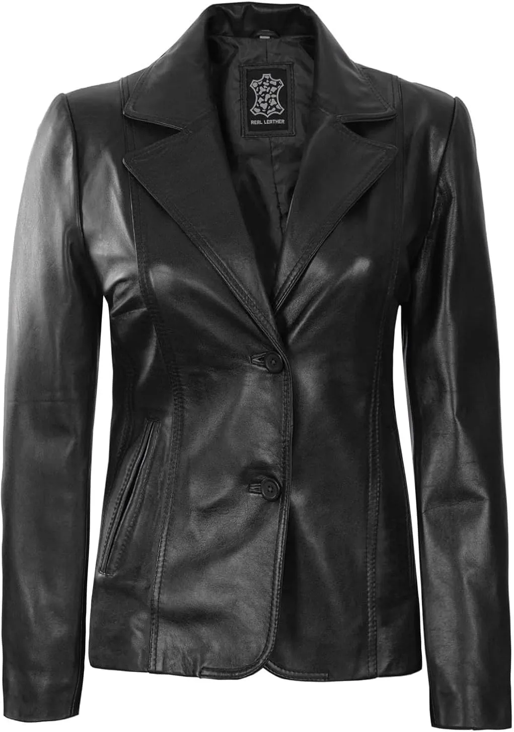 fjackets Leather Blazers for Women - Real Lambskin Leather Jackets Womens - Premium Blazers for Women Business & Casual
