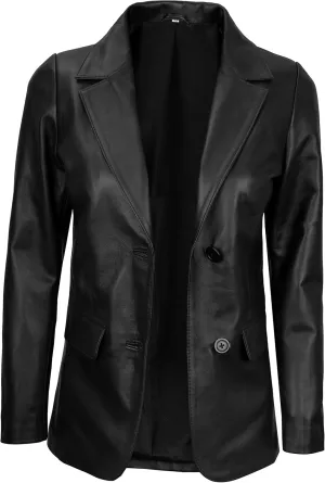 fjackets Leather Blazers for Women - Real Lambskin Leather Jackets Womens - Premium Blazers for Women Business & Casual