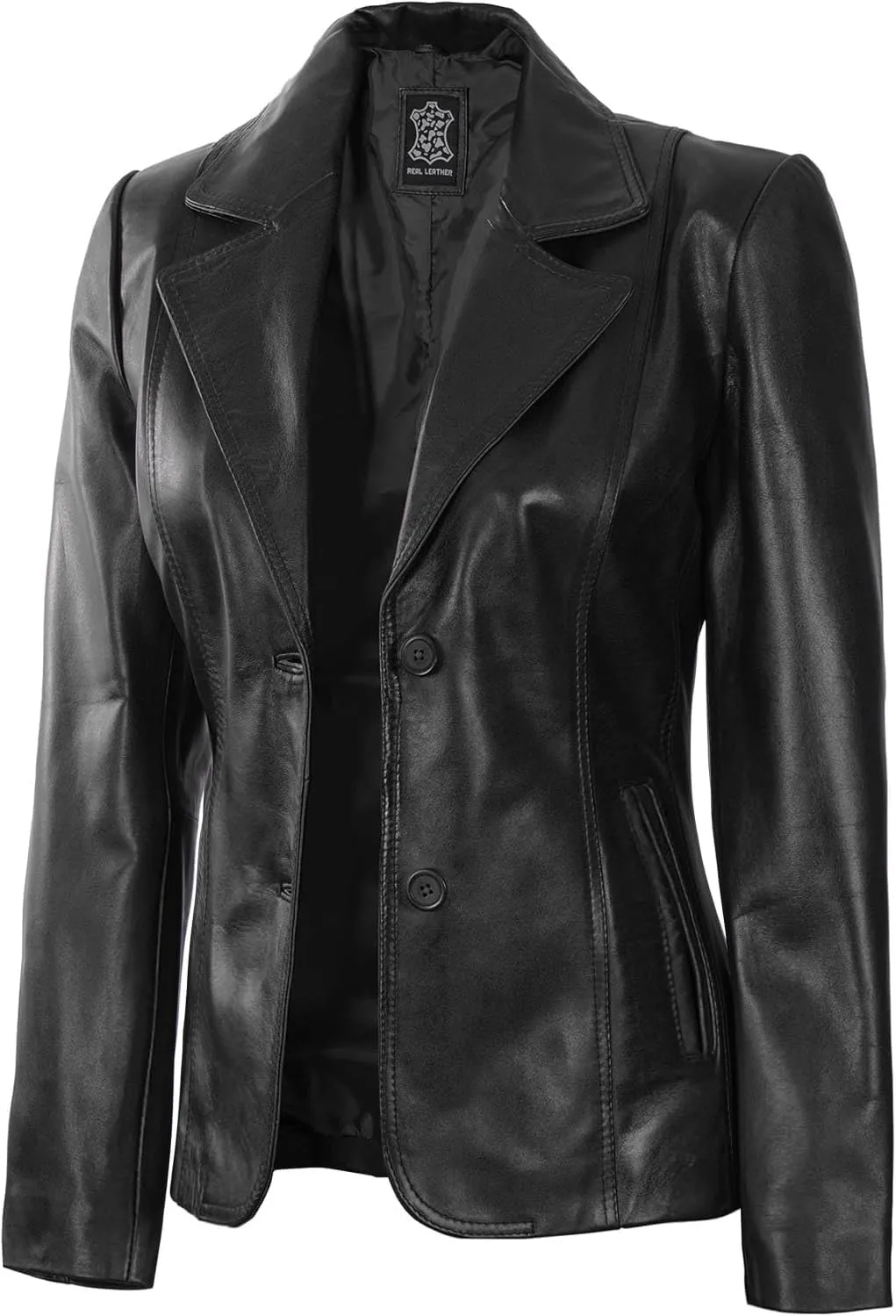 fjackets Leather Blazers for Women - Real Lambskin Leather Jackets Womens - Premium Blazers for Women Business & Casual