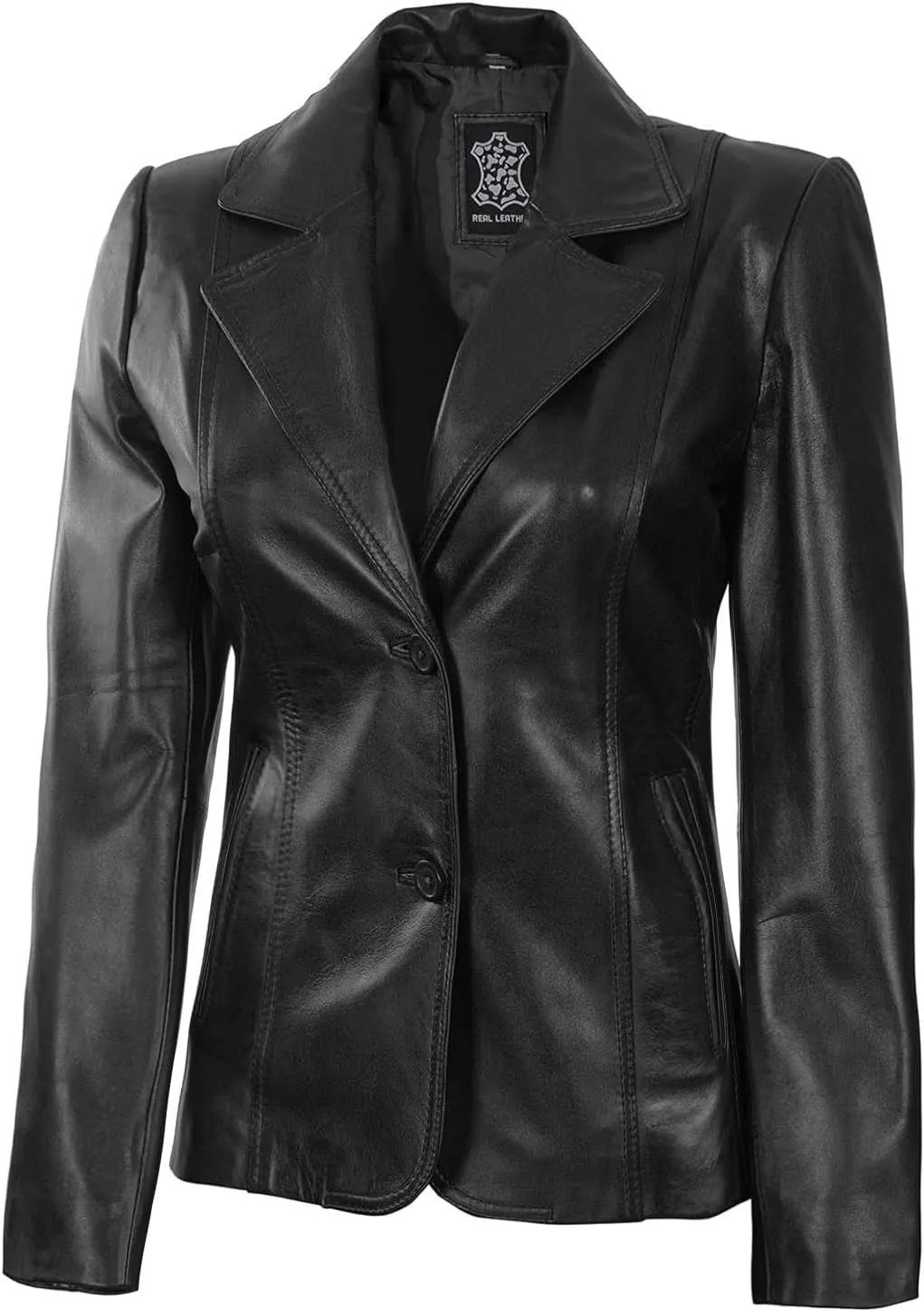 fjackets Leather Blazers for Women - Real Lambskin Leather Jackets Womens - Premium Blazers for Women Business & Casual