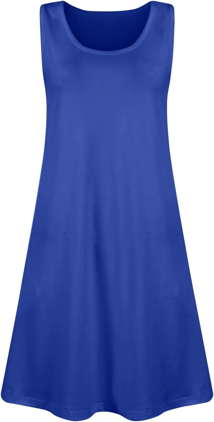 FlekmanArt Womens Summer Dresses Loose Tshirt Tank Dresses Prited Beach Sleeveless Mini Dress Casual Sundresses with Pockets