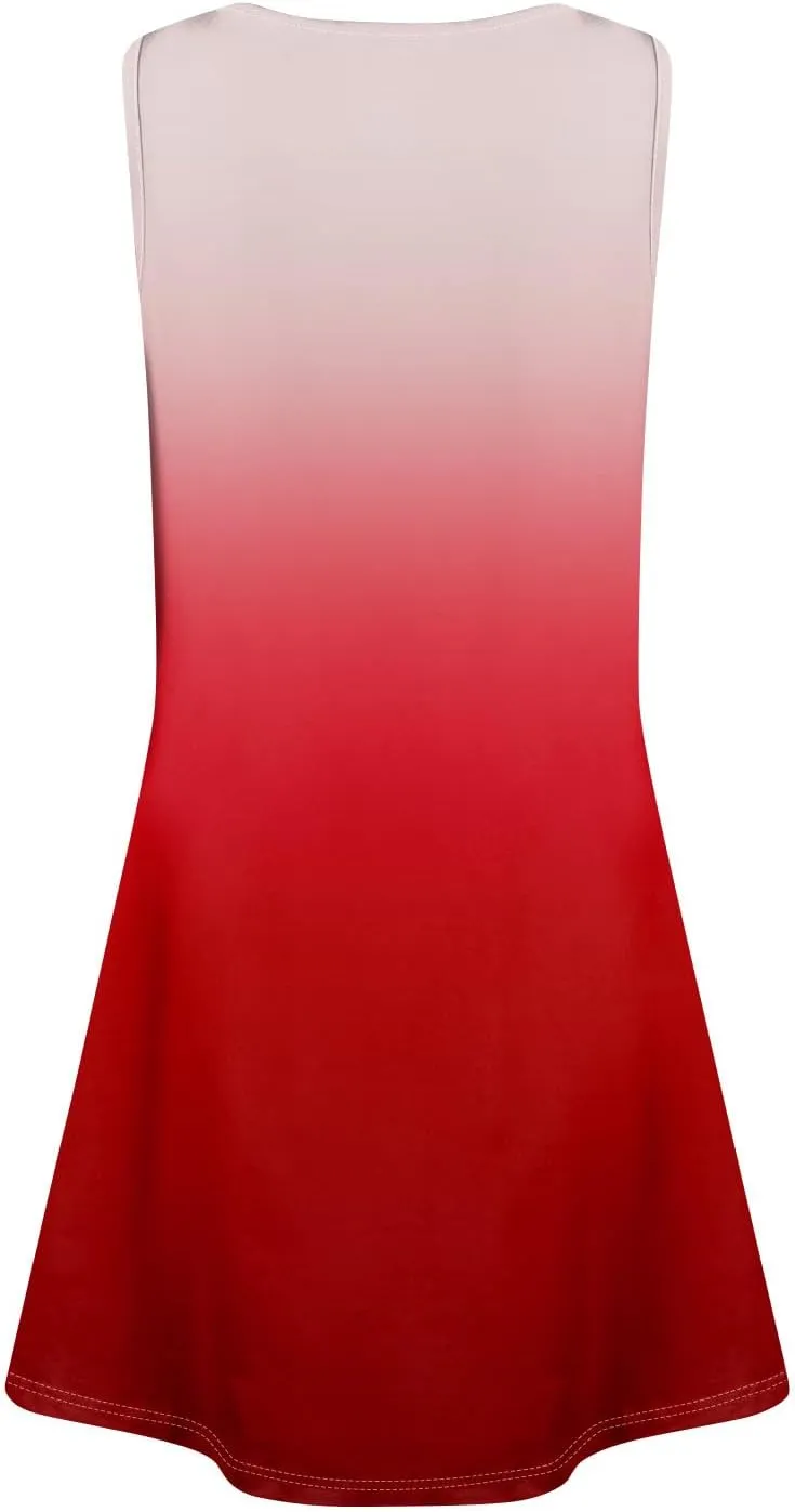 FlekmanArt Womens Summer Dresses Loose Tshirt Tank Dresses Prited Beach Sleeveless Mini Dress Casual Sundresses with Pockets
