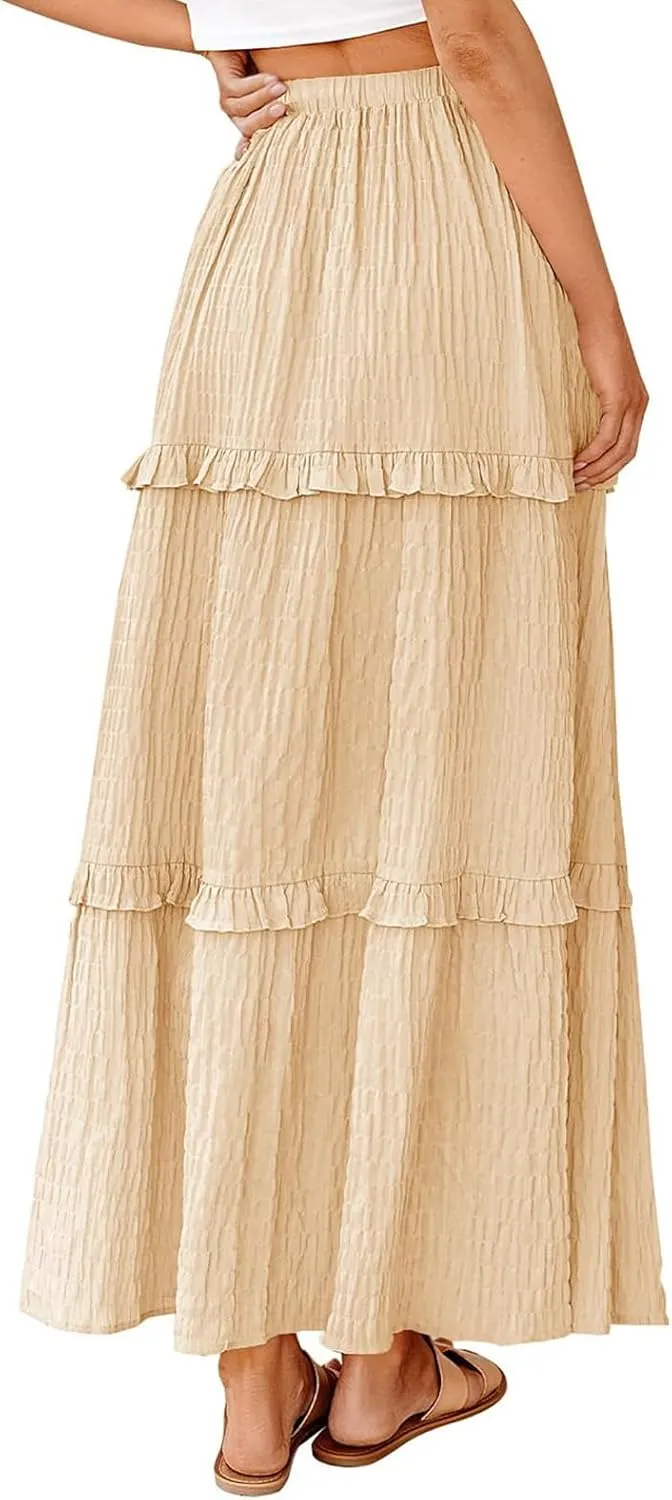 Flowy Long Skirt for Women Summer Elegant High-Waisted Dress A-Line Skirt Cocktail Wedding Guest Flared Beach Dresses