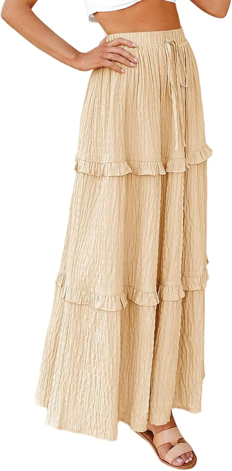 Flowy Long Skirt for Women Summer Elegant High-Waisted Dress A-Line Skirt Cocktail Wedding Guest Flared Beach Dresses