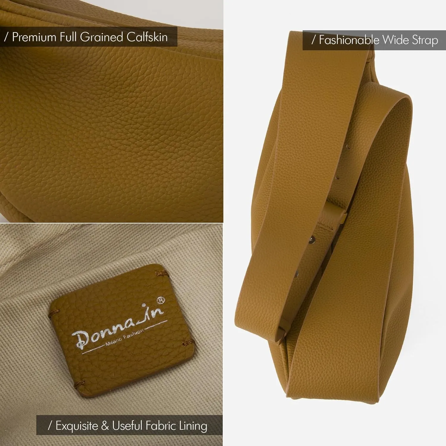 Genuine Leather Sling Bags Crossbody Women, Minimalist Style Casual Chest Bags with Wide Strap