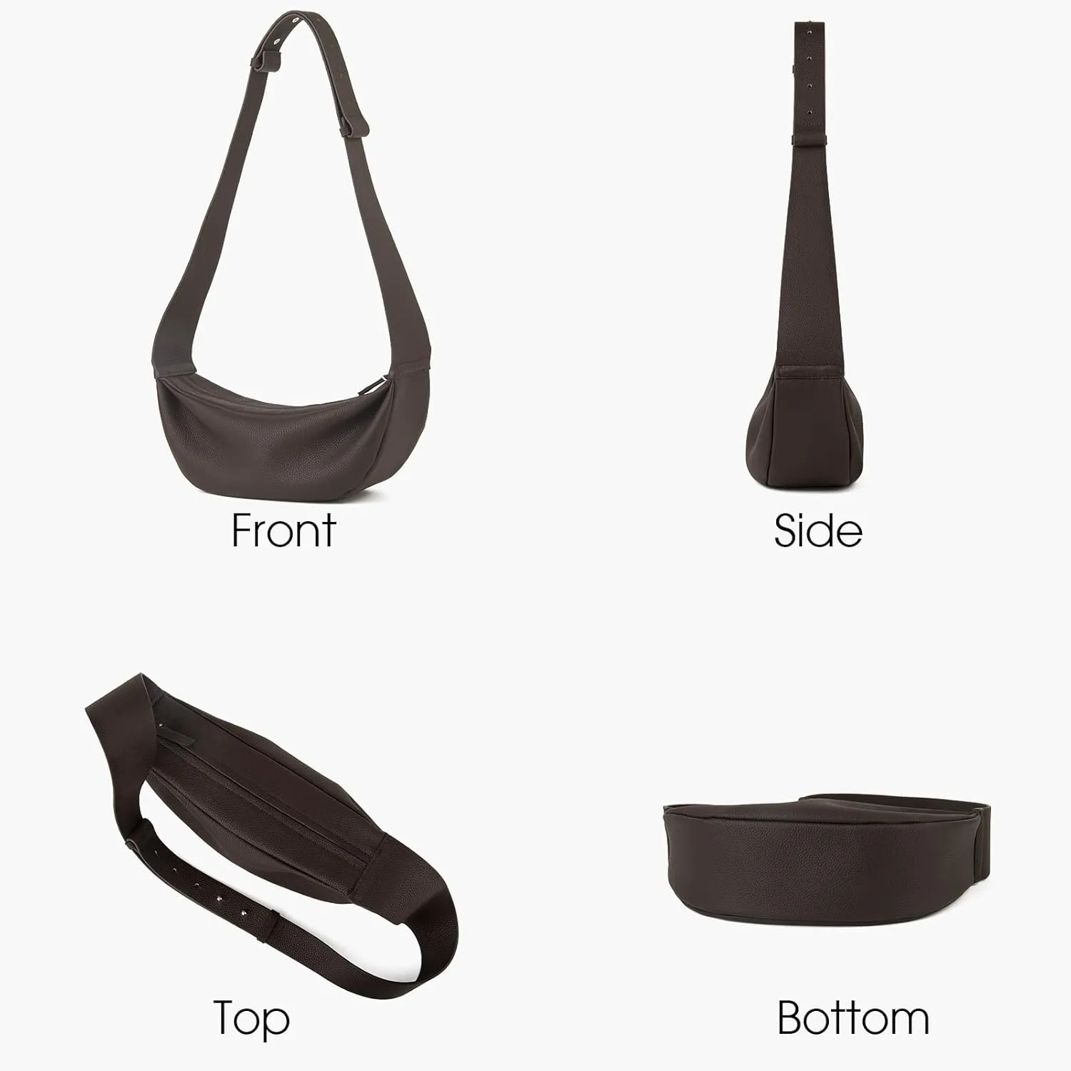 Genuine Leather Sling Bags Crossbody Women, Minimalist Style Casual Chest Bags with Wide Strap