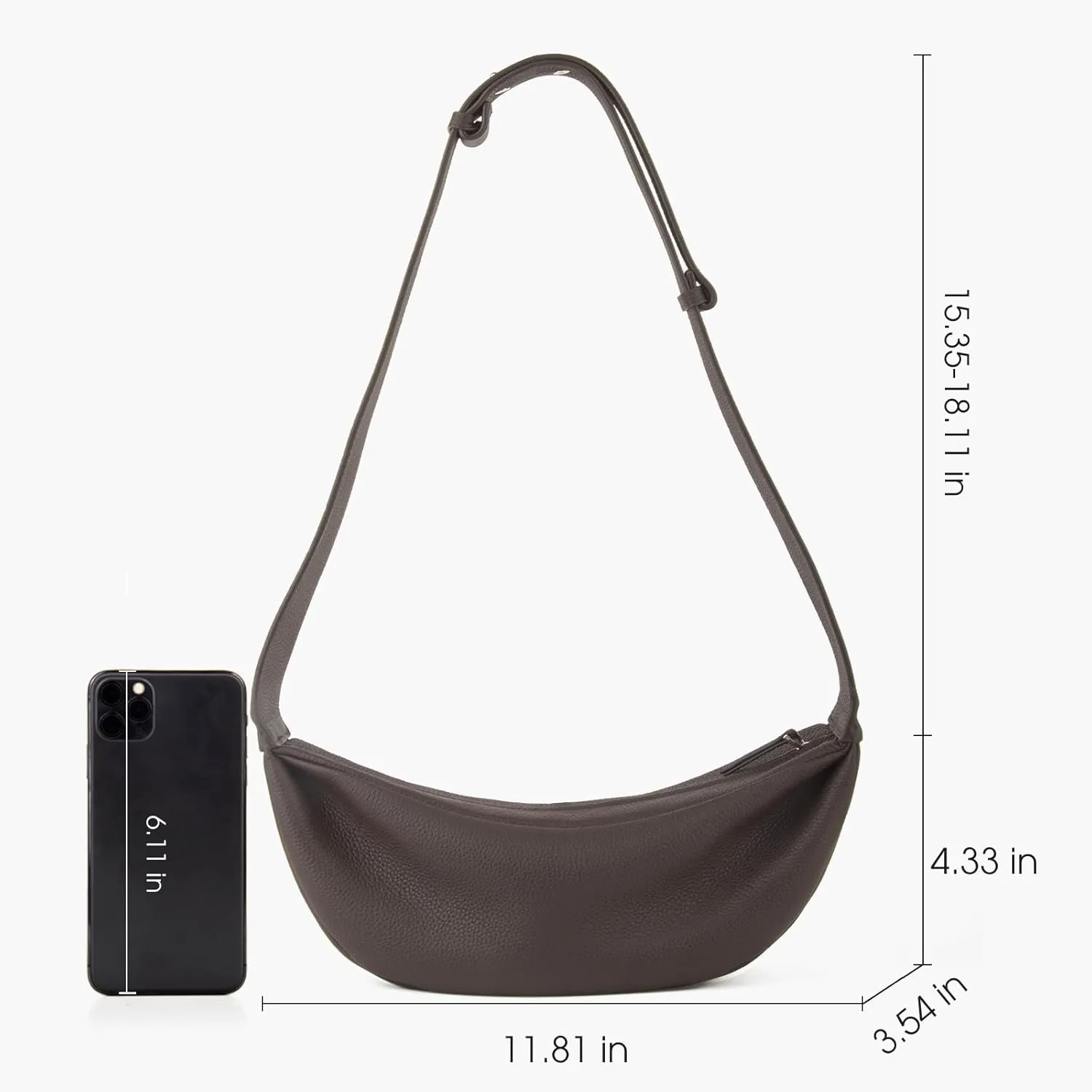 Genuine Leather Sling Bags Crossbody Women, Minimalist Style Casual Chest Bags with Wide Strap