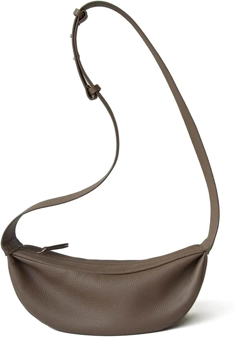 Genuine Leather Sling Bags Crossbody Women, Minimalist Style Casual Chest Bags with Wide Strap