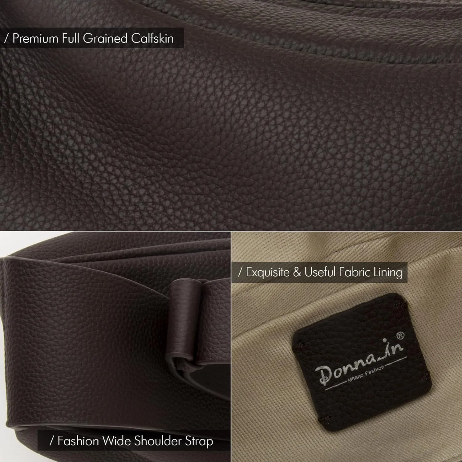 Genuine Leather Sling Bags Crossbody Women, Minimalist Style Casual Chest Bags with Wide Strap