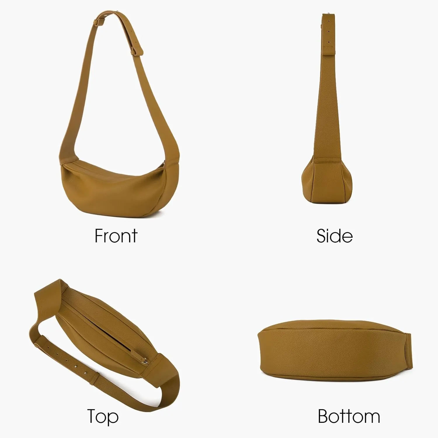 Genuine Leather Sling Bags Crossbody Women, Minimalist Style Casual Chest Bags with Wide Strap