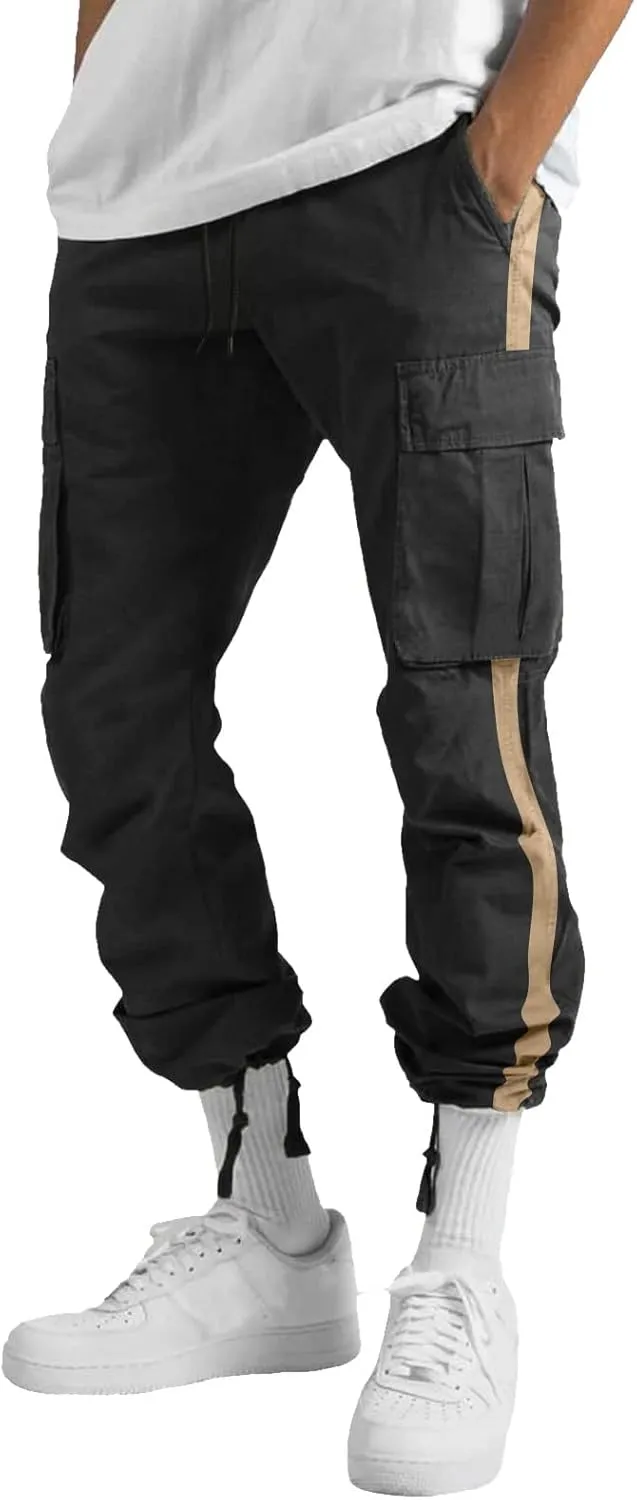 GIERIDUC Men's Cotton Yoga Sweatpants Mens Joggers Athletic Lounge Pants Open Bottom Casual Jersey Pants for Men with Pockets