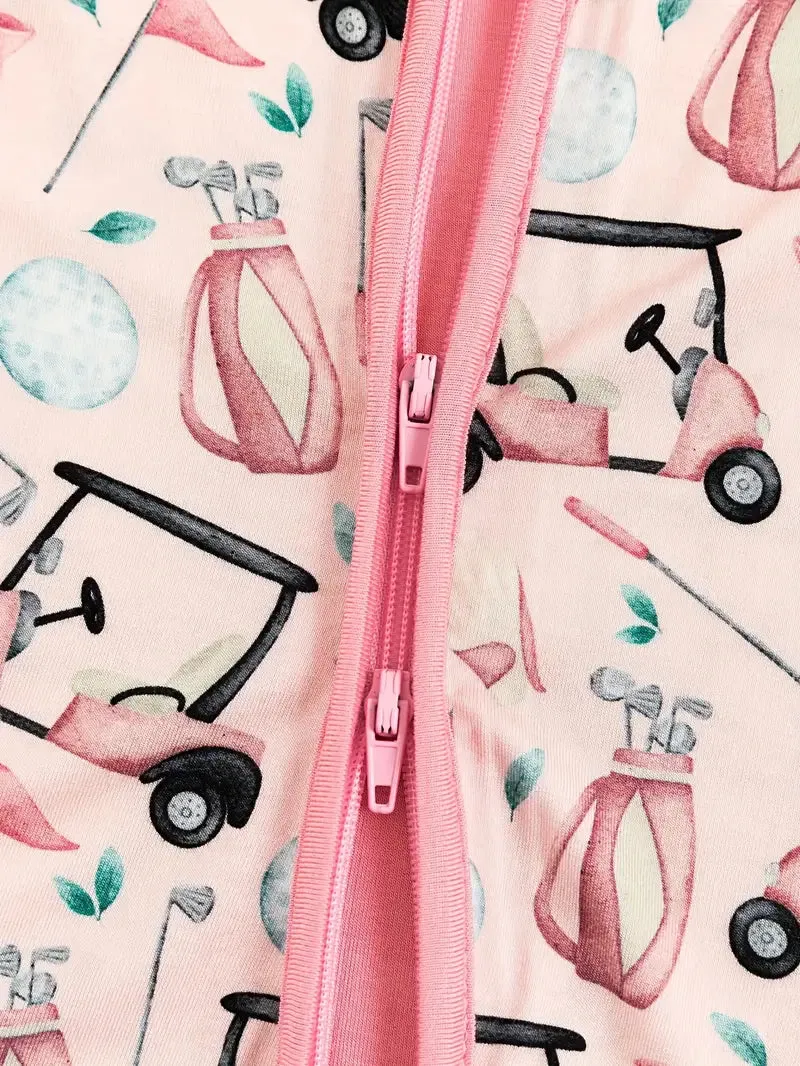Girls Caddie Golf Zippered Footie | Pink