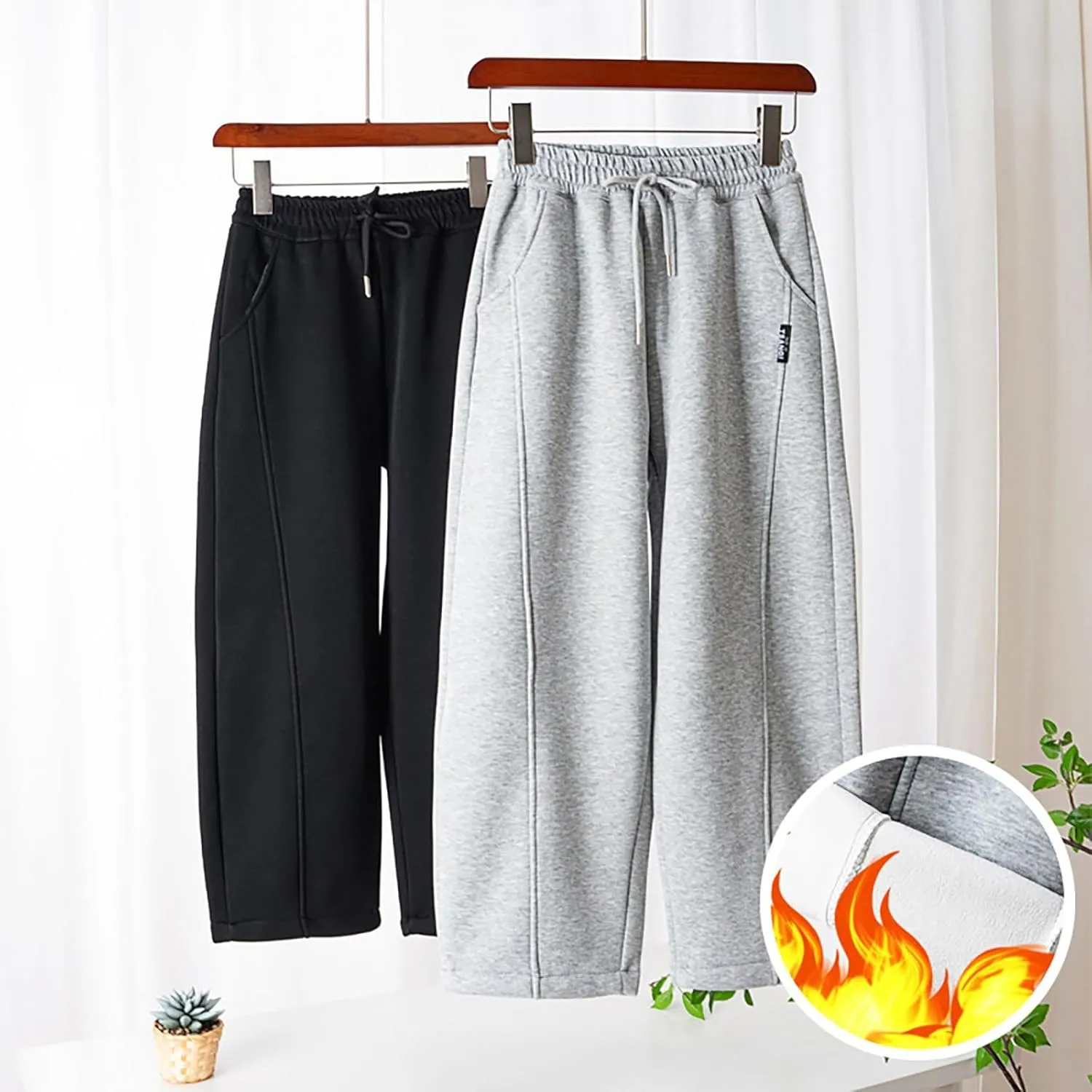 Girls' Open Bottom Wide Leg Sweatpants High Elastic Waist Baggy Jogger Pants Wide Straight Leg Trousers with Pockets