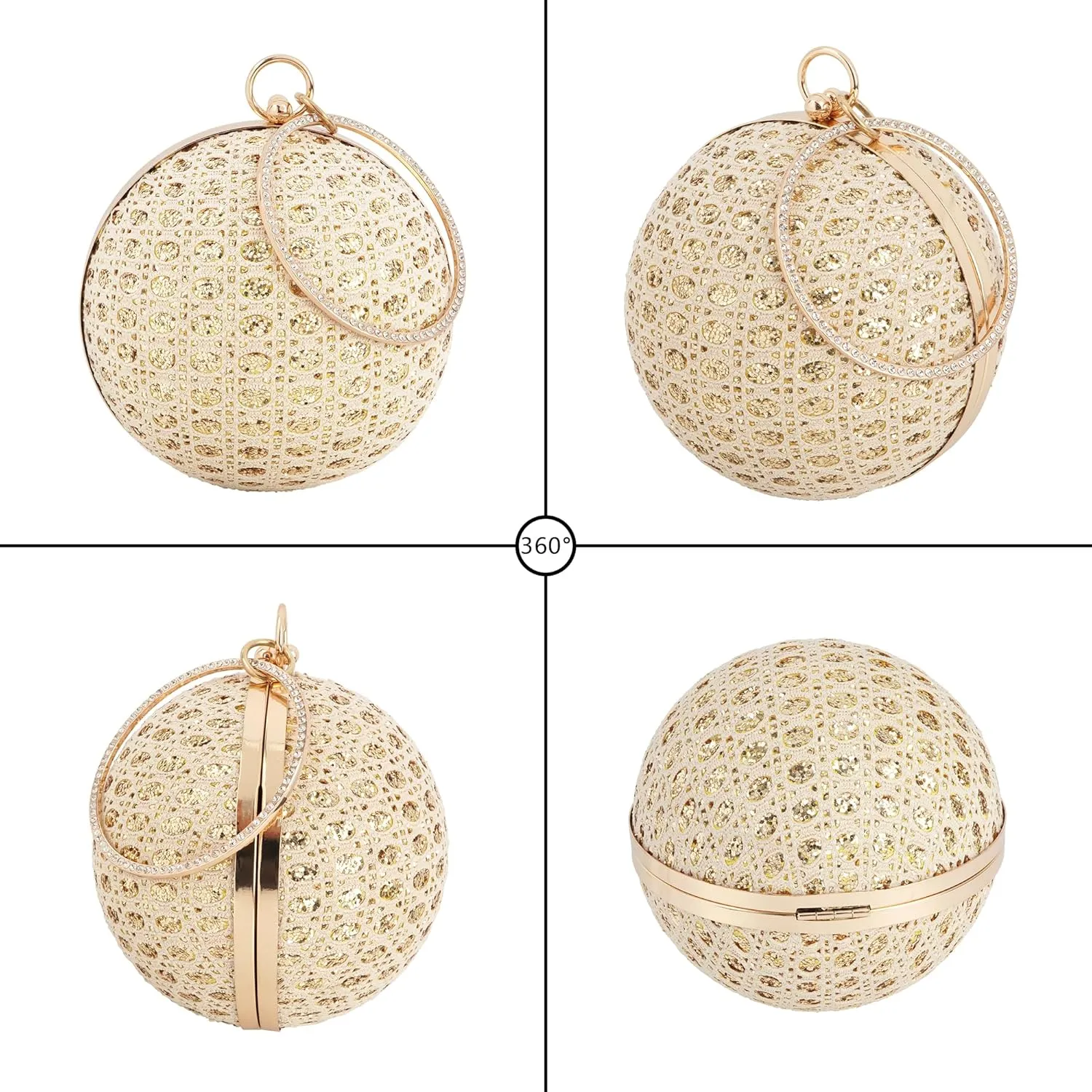 Glittering Round Straw Shoulder Bag: Sequined Chain Strap & Versatile Crossbody Design for Day-to-Evening Elegance